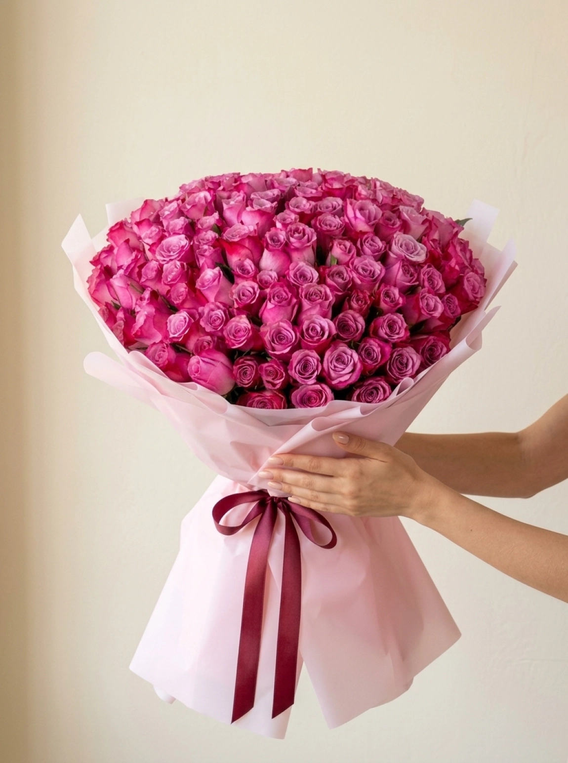 100 Adet Pembe Gül Buketi