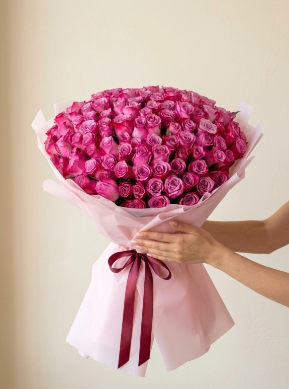 100 Adet Pembe Gül Buketi